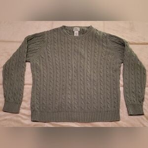 LL Bean Women's 100% Cotton Cable Knit Sweater XL Bay Leaf Green NWOT